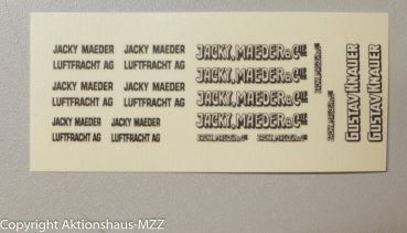 Set 4 Decals 2 Bögen Beschriftungen (Nassabzieher) Maeder, Knauer, Stuttgarter Hofbräu