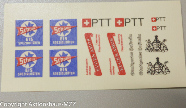 Beschriftungen (Nassabzieher) Schöller, Eugen Amos, PTT